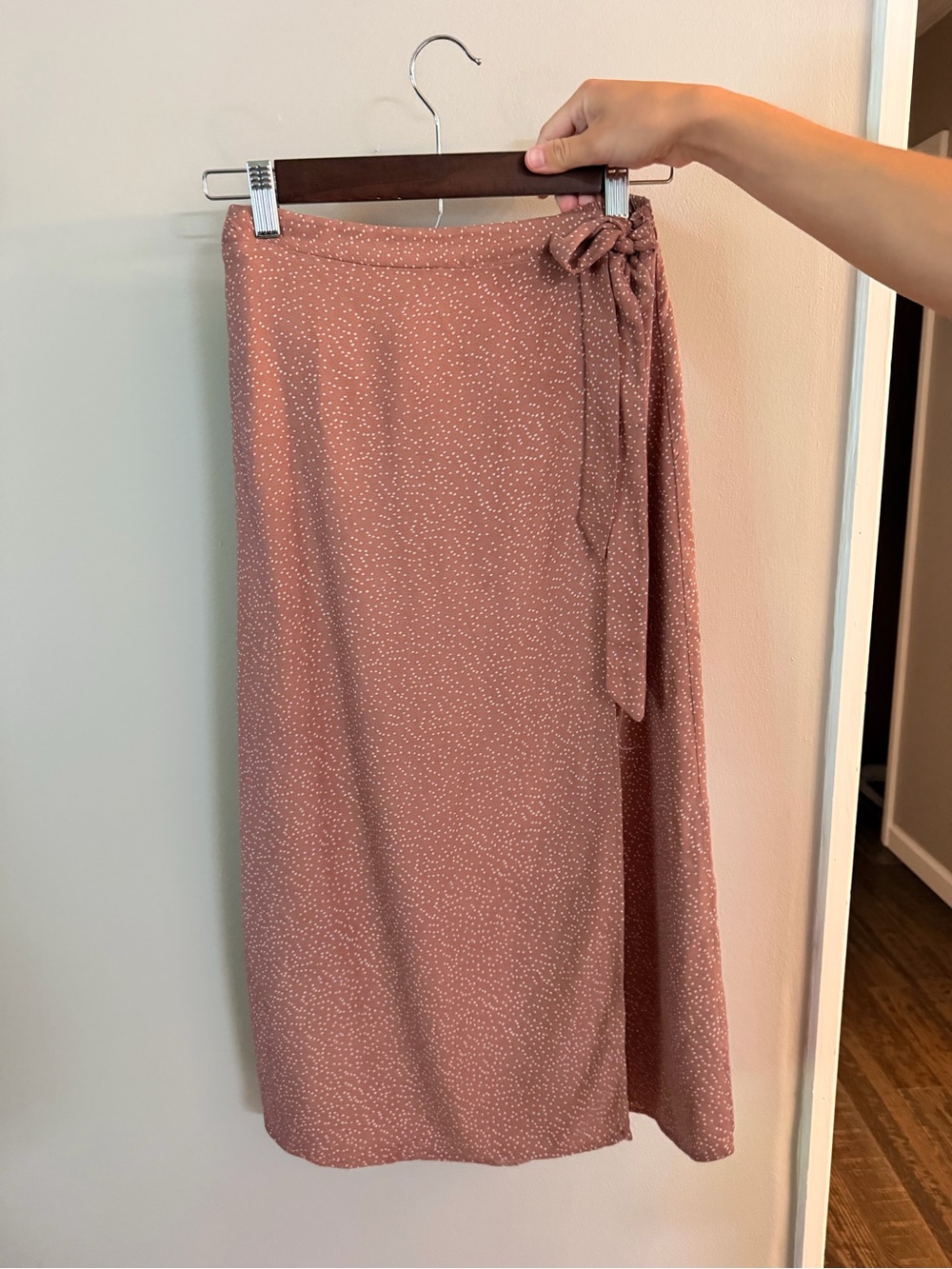 URBAN Romantics Rose Dusty Wrap Midi Skirt with Side Tie